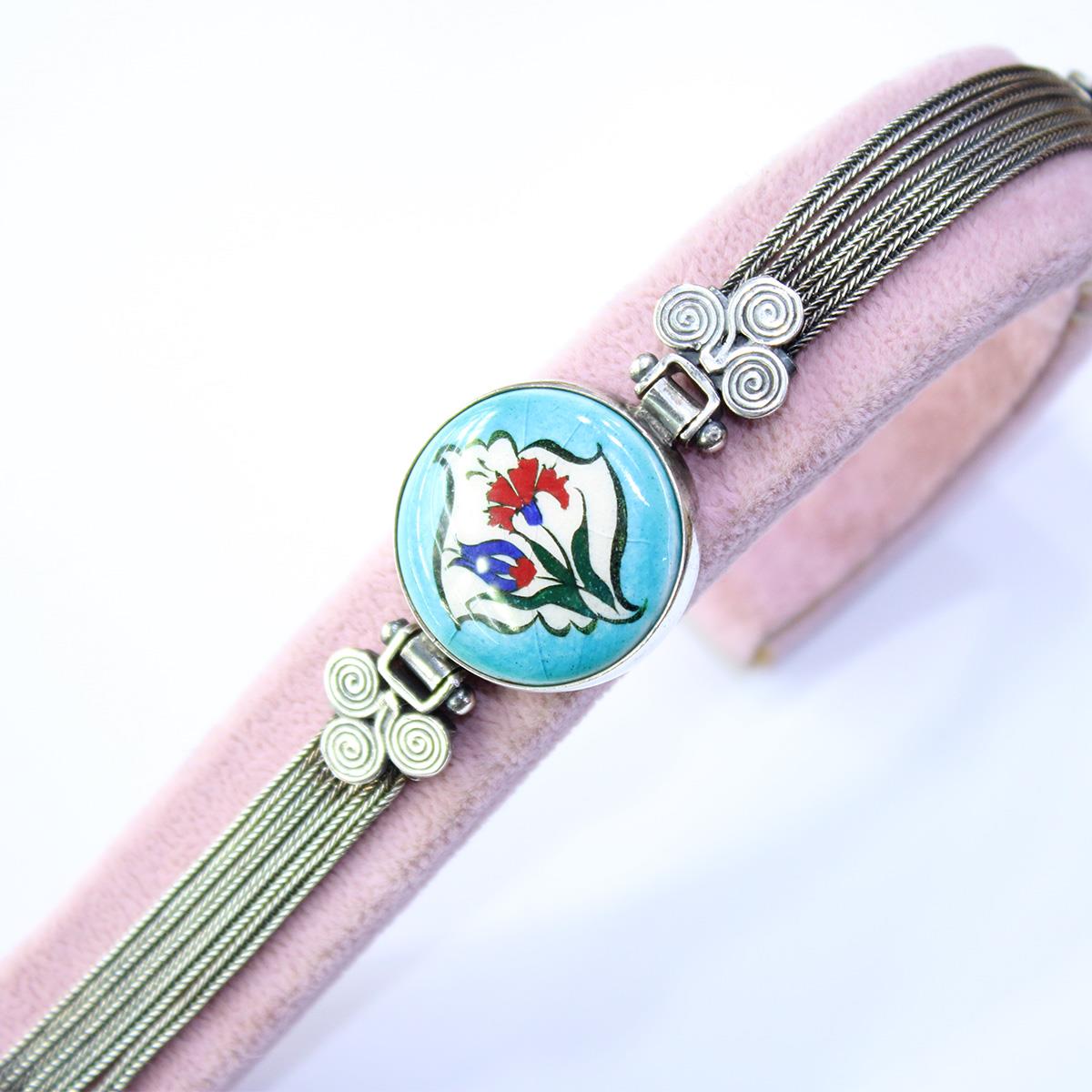 El İşi Otantik Gümüş Çini Bileklik