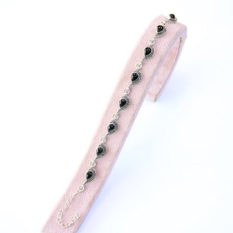 Oltu Taşı Markazit Gümüş Bileklik Model - 23