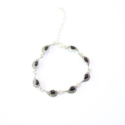 Oltu Taşı Markazit Gümüş Bileklik Model - 23