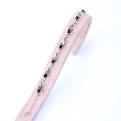 Oltu Taşı Markazit Gümüş Bileklik Model - 24