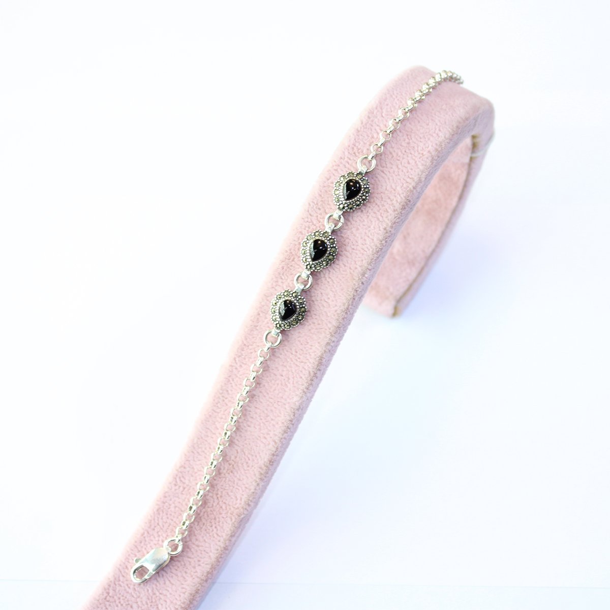 Oltu Taşı Markazit Gümüş Bileklik Model - 24