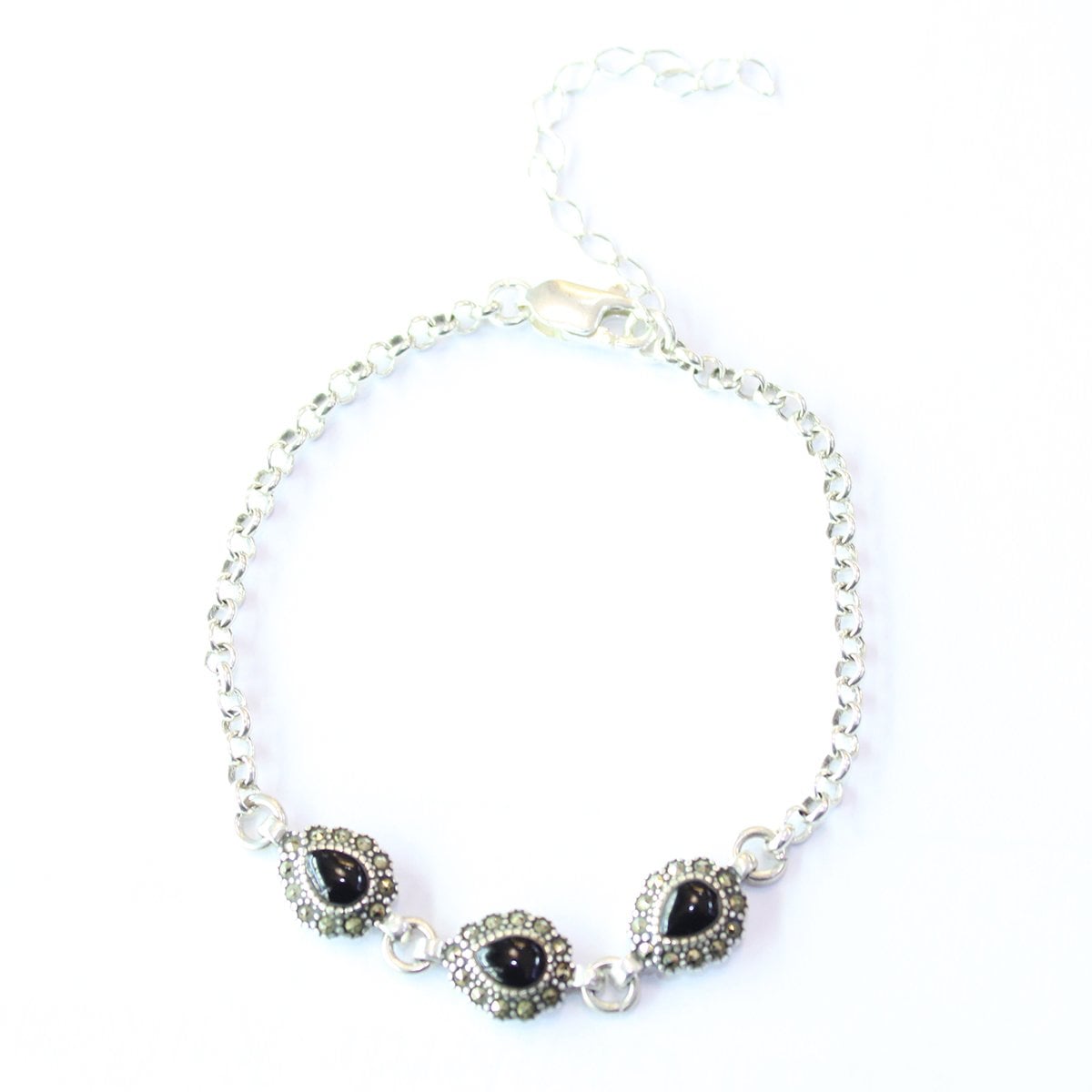 Oltu Taşı Markazit Gümüş Bileklik Model - 24