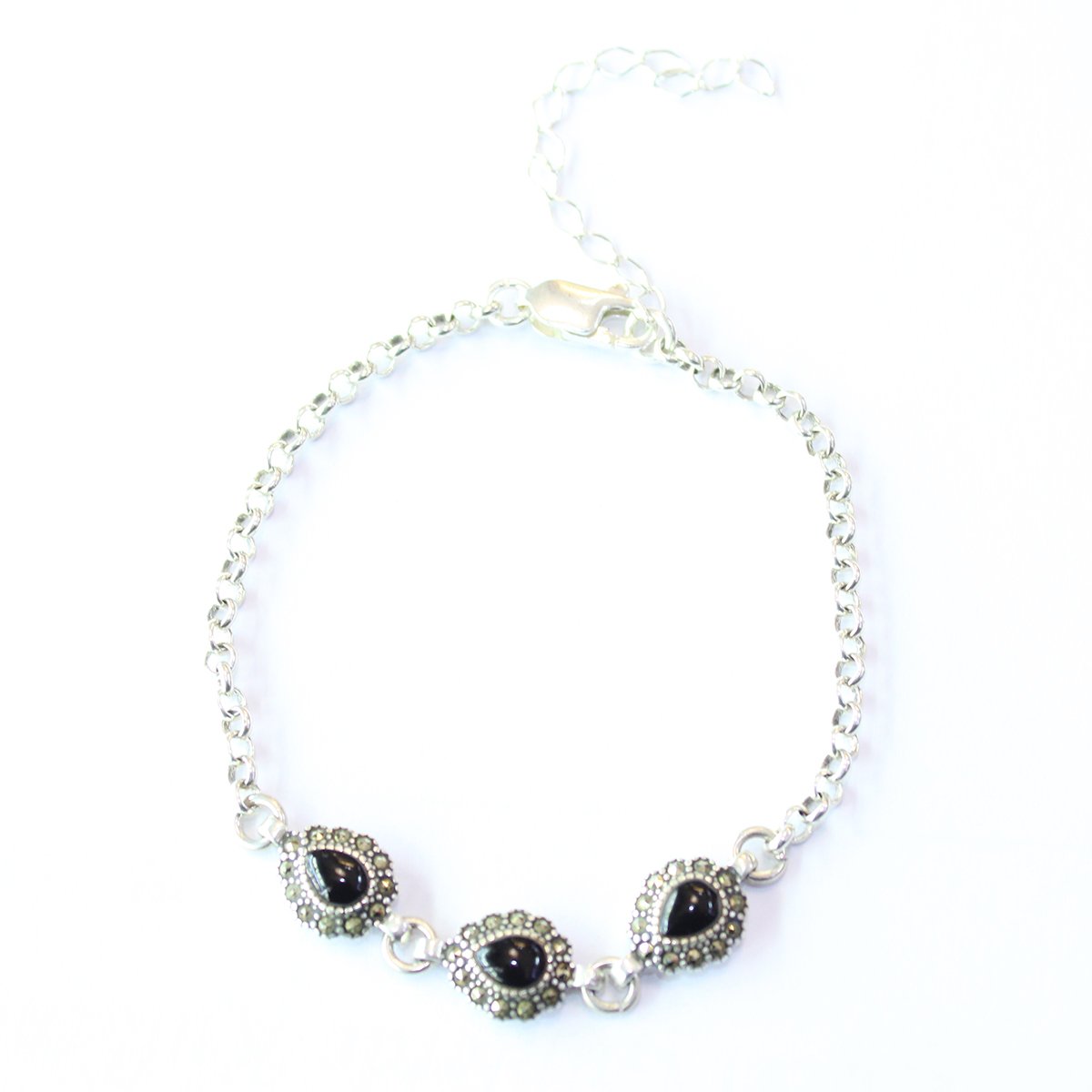 Oltu Taşı Markazit Gümüş Bileklik Model - 24