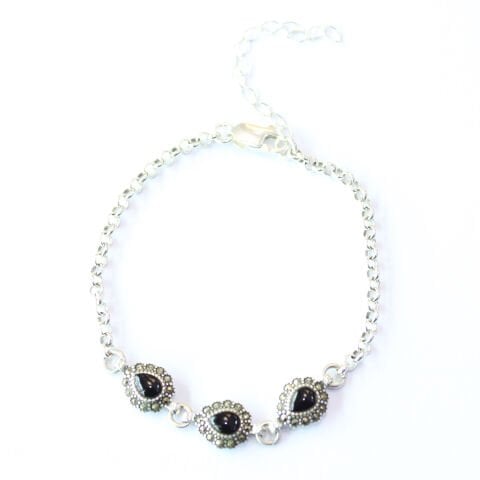 Oltu Taşı Markazit Gümüş Bileklik Model - 24